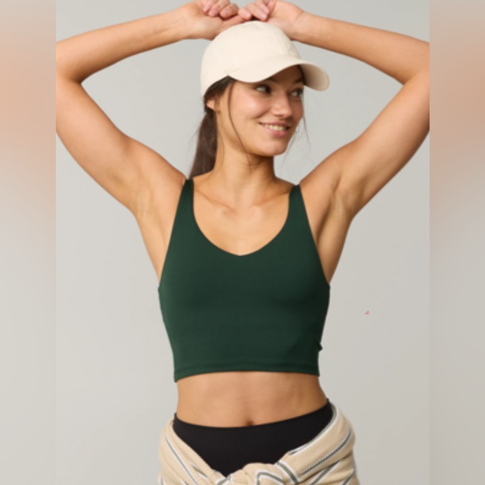 NWT OFFLINE By Aerie Real Me Low Key Longline Sports Bra In Forest Green Size XL